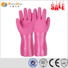 SUNNYHOPE Heiße Verkäufe PVC-sandige fertige chemische Handschuhe